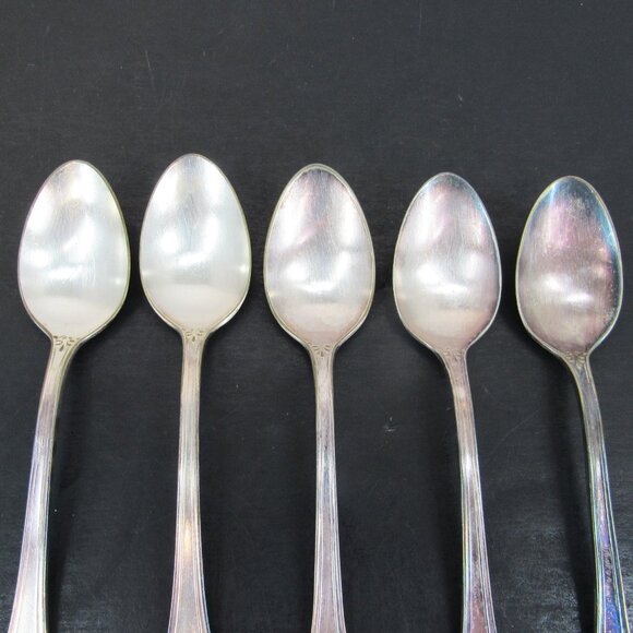 Reed & Barton Pompeian Greek Key & Scrollwork Design Teaspoons Lot of 5 Vntg - Picture 2 of 8
